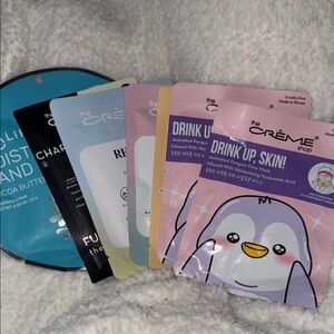 The Crème Shop Drink Up Skin! Penguin Face Mask Set - Pink & Purple